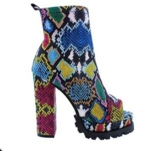 Colorful Snakeskin Platform Boots